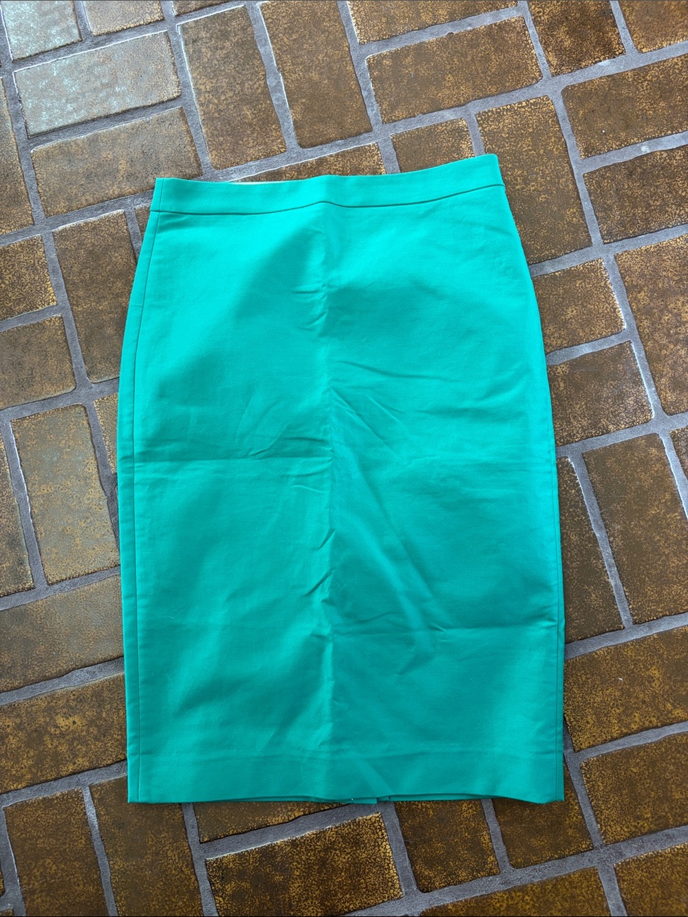 NWT J. Crew Green Classic Cotton Pencil Skirt - Picture 2 of 16